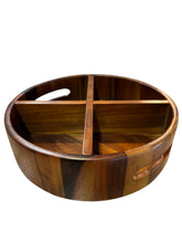 Load image into Gallery viewer, Acacia Wood Rotating Lazy Susan Divided Round Tray [Online Only]
