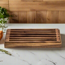 Load image into Gallery viewer, Acacia Wood Three-in-One Tray, Trivet and Bread Crumb Catcher [Online Only]
