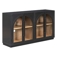 Load image into Gallery viewer, 4-Door Large Storage Sideboard Buffet Cabinet with Glass Doors Arched Cabinet (Black) [Online Only]
