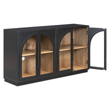 Load image into Gallery viewer, 4-Door Large Storage Sideboard Buffet Cabinet with Glass Doors Arched Cabinet (Black) [Online Only]
