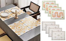 Load image into Gallery viewer, Reversible Two-Tone Woven Plus Sign Placemats 14”W x 19”L, Set of 4 [Online Only]
