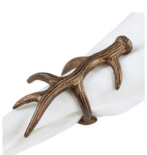 Load image into Gallery viewer, Rustic Antler Design Aluminum Napkin Rings, Set of 4 [Online Only]
