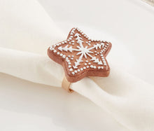 Load image into Gallery viewer, Christmas Gingerbread Star Design Napkin Rings, Set of 4 [Online Only]
