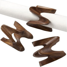 Load image into Gallery viewer, Handcrafted Dynamic Waved Mango Wood Napkin Rings, Set of 4 [Online Only]
