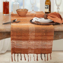 Load image into Gallery viewer, Rustic Plaid Fringe Cotton Blend Table Runner with Fringe 16" W x 72" L [Online Only]
