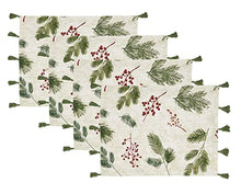 Load image into Gallery viewer, Pine Needle &amp; Red Berry Cotton Christmas Placemats &amp; Table Runner with Tassel 16"W x 72"L [Online Only]
