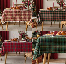 Load image into Gallery viewer, Classic Plaid Snowflake Holiday Tablecloth [Online Only]
