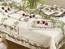 Load image into Gallery viewer, Embroidered Holly Design Christmas Linen Blend Collection [Online Only]

