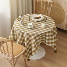 Load image into Gallery viewer, Plaid Woven 100% Cotton Tablecloth with Pom Pom [Online Only]
