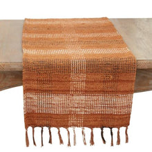 Load image into Gallery viewer, Rustic Plaid Fringe Cotton Blend Table Runner with Fringe 16" W x 72" L [Online Only]
