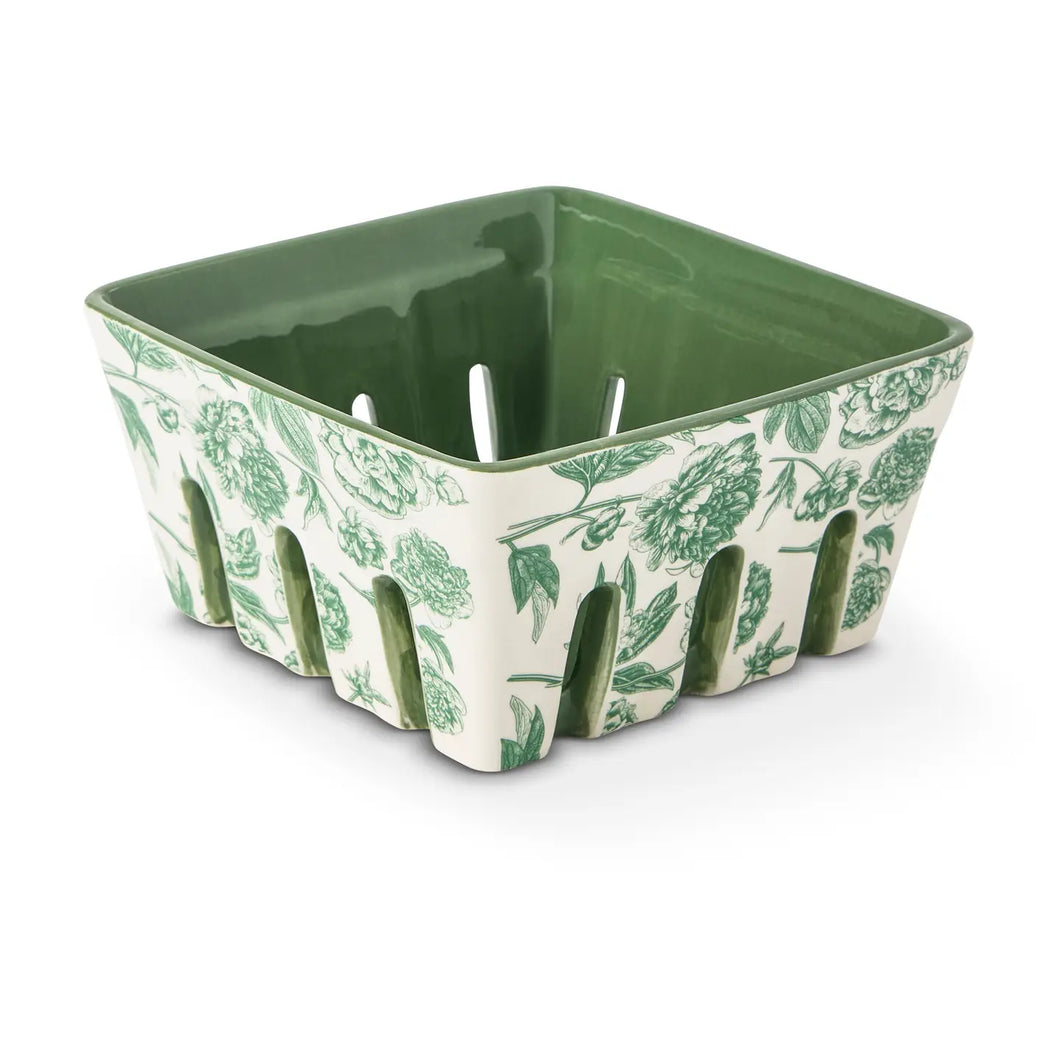 Ceramic Berry Basket - Sage Toile