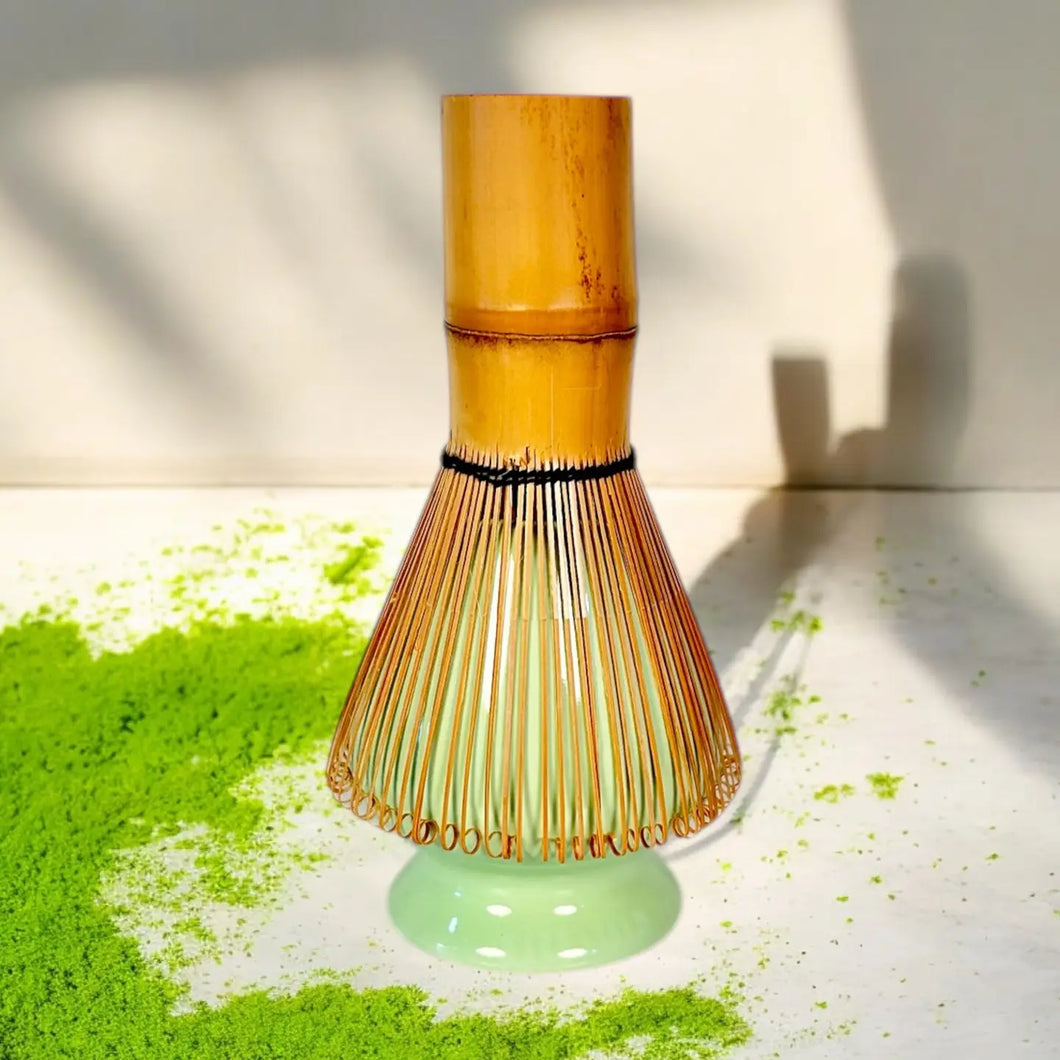 Bamboo Matcha Whisk and Porcelain Holder Set