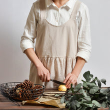 Load image into Gallery viewer, Solid Color Art Cotton Linen Apron with Pockets (Apricot)
