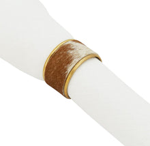 Load image into Gallery viewer, Elegant Cowhide Brass Napkin Rings, Set of 4 [Online Only]
