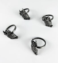 Load image into Gallery viewer, Perched Owl Metal Napkin Rings, Set of 4 [Online Only]
