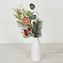 Load image into Gallery viewer, Mixed Faux Pine with Eucalyptus, Crabapple, &amp; Orange 16" Pick
