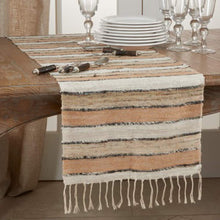 Load image into Gallery viewer, Woven Chindi Striped Fringe 100% Cotton Table Runner 16 x 72 Inch [Online Only]
