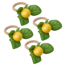 Load image into Gallery viewer, Decorative Lemon with Vine Design Napkin Rings, Set of 4 [Online Only]
