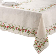 Load image into Gallery viewer, Embroidered Holly Design Christmas Linen Blend Collection [Online Only]
