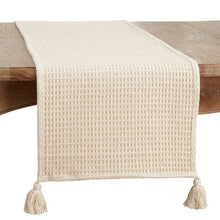 Load image into Gallery viewer, Waffle Weave Tassel Cotton Table Runner 16”W x 72" L [Online Only]

