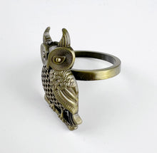 Load image into Gallery viewer, Perched Owl Metal Napkin Rings, Set of 4 [Online Only]
