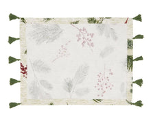 Load image into Gallery viewer, Pine Needle &amp; Red Berry Cotton Christmas Placemats &amp; Table Runner with Tassel 16"W x 72"L [Online Only]
