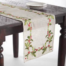 Load image into Gallery viewer, Embroidered Holly Design Christmas Linen Blend Collection [Online Only]
