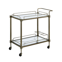 Load image into Gallery viewer, Aditya Mirrored &amp; Antique Brass Finish Serving Cart [Online Only]
