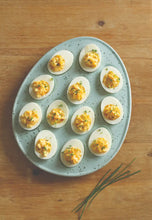 Load image into Gallery viewer, Robin&#39;s Egg Blue Stoneware Deviled Egg Tray
