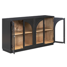 Load image into Gallery viewer, 4-Door Large Storage Sideboard Buffet Cabinet with Glass Doors Arched Cabinet (Black) [Online Only]
