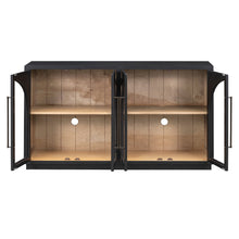 Load image into Gallery viewer, 4-Door Large Storage Sideboard Buffet Cabinet with Glass Doors Arched Cabinet (Black) [Online Only]
