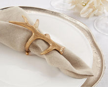 Load image into Gallery viewer, Rustic Antler Design Aluminum Napkin Rings, Set of 4 [Online Only]
