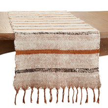 Load image into Gallery viewer, Woven Striped Fringe Cotton Table Runner 16" W x 72" L [Online Only]
