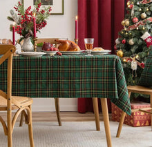 Load image into Gallery viewer, Classic Plaid Snowflake Holiday Tablecloth [Online Only]
