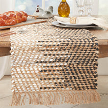 Load image into Gallery viewer, Two-Tone Jute Leather Table Runner with Fringe 16" W X 72" L [Online Only]
