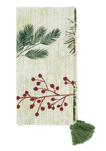 Load image into Gallery viewer, Pine Needle &amp; Red Berry Cotton Christmas Placemats &amp; Table Runner with Tassel 16"W x 72"L [Online Only]
