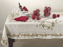Load image into Gallery viewer, Embroidered Holly Design Christmas Linen Blend Collection [Online Only]

