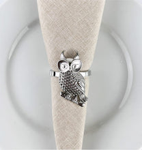 Load image into Gallery viewer, Perched Owl Metal Napkin Rings, Set of 4 [Online Only]
