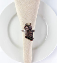Load image into Gallery viewer, Perched Owl Metal Napkin Rings, Set of 4 [Online Only]
