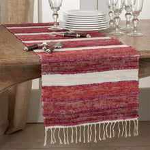 Load image into Gallery viewer, Woven Chindi Striped Fringe 100% Cotton Table Runner 16 x 72 Inch [Online Only]
