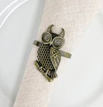 Load image into Gallery viewer, Perched Owl Metal Napkin Rings, Set of 4 [Online Only]
