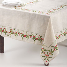 Load image into Gallery viewer, Embroidered Holly Design Christmas Linen Blend Collection [Online Only]
