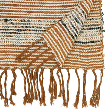 Load image into Gallery viewer, Rust Striped Design Table Runner with Fringe 16" W x 72" L
