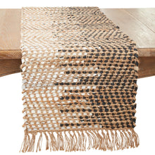 Load image into Gallery viewer, Two-Tone Jute Leather Table Runner with Fringe 16" W X 72" L [Online Only]
