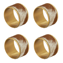 Load image into Gallery viewer, Elegant Cowhide Brass Napkin Rings, Set of 4 [Online Only]
