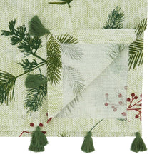 Load image into Gallery viewer, Pine Needle &amp; Red Berry Cotton Christmas Placemats &amp; Table Runner with Tassel 16"W x 72"L [Online Only]
