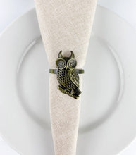 Load image into Gallery viewer, Perched Owl Metal Napkin Rings, Set of 4 [Online Only]
