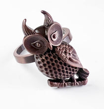 Load image into Gallery viewer, Perched Owl Metal Napkin Rings, Set of 4 [Online Only]
