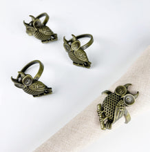 Load image into Gallery viewer, Perched Owl Metal Napkin Rings, Set of 4 [Online Only]
