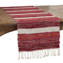 Load image into Gallery viewer, Woven Chindi Striped Fringe 100% Cotton Table Runner 16 x 72 Inch [Online Only]
